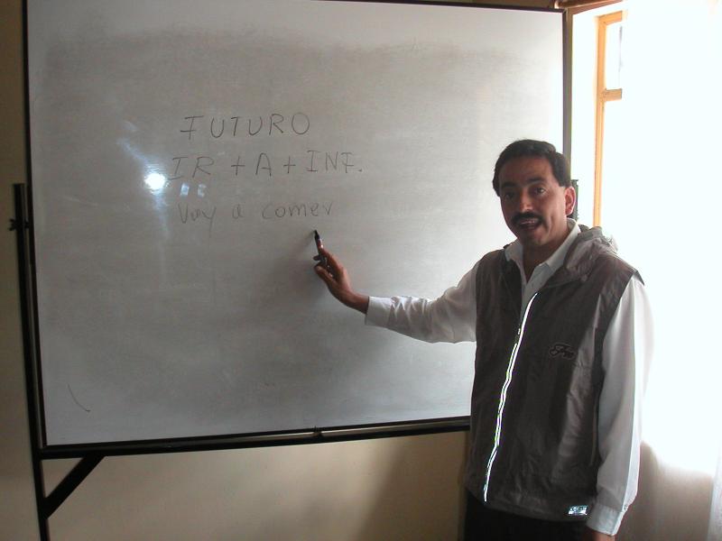 Mario pretending to teach
