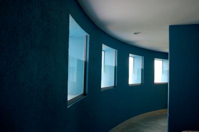 blue hallway