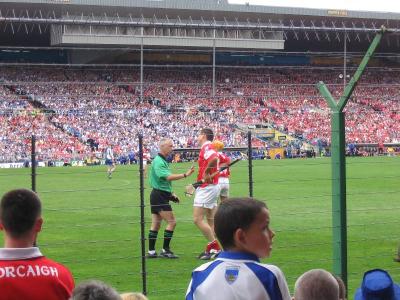In the second half Cork were dominant. Here the ref speaks to one of the Cork players.