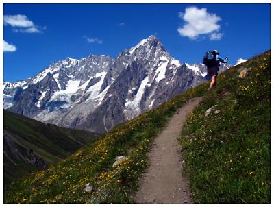 Italian (TMB) -- Kathy on ascent to Teta de la Tronche