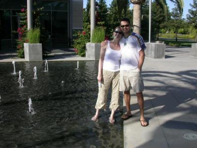 She is standing in the pool