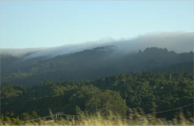 Fog creeping over the mountains in CA