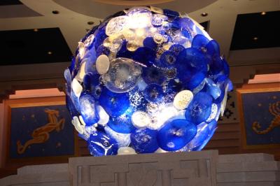 Enormous blown glass ornament inside Atlantis Casino