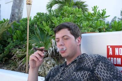 Josh enjoying a $25 Monte Christo cigar straight from Havana