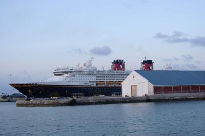 A Disney Cruise ship docked at Nassau
