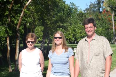 Cathy, Elizabeth & Josh as we visit the Cloisters in daytime.