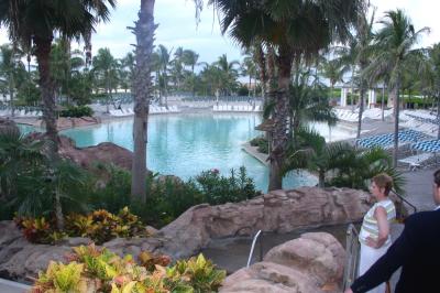 Cathy overlooking one of the many Atlantis swimming pools