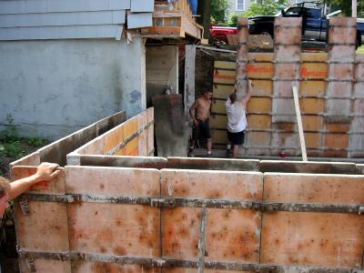 Installing forms for concrete walls
