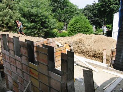 Installing forms for concrete walls