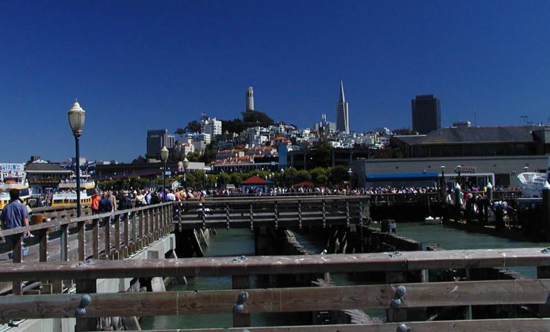 crazy people WALK from beyond the pyramid, UP to the Coit Tower, and down to here.