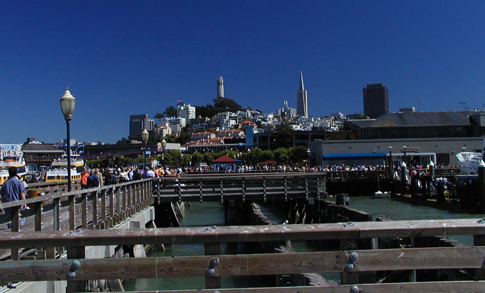 crazy people WALK from beyond the pyramid, UP to the Coit Tower, and down to here.