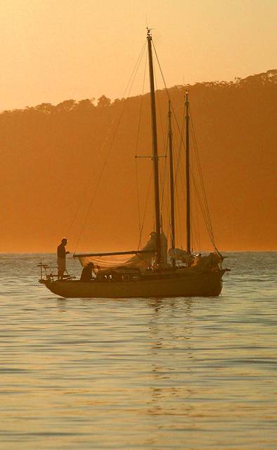 Yacht  at sunset