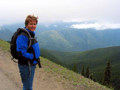 Carol admires the views on Hurricane Ridge