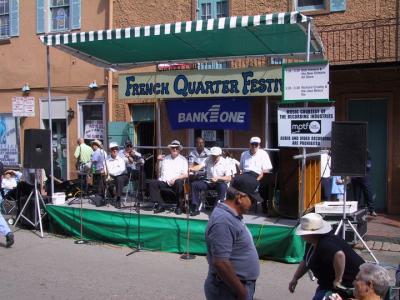 One of many bands lining Bourbon Street