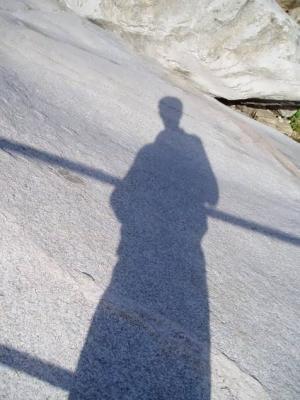 My shadow on the rocks.