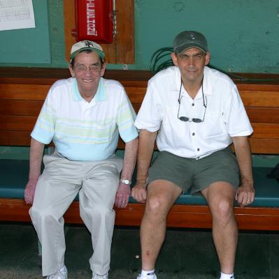 Dad and me in the dugout at Fenway.