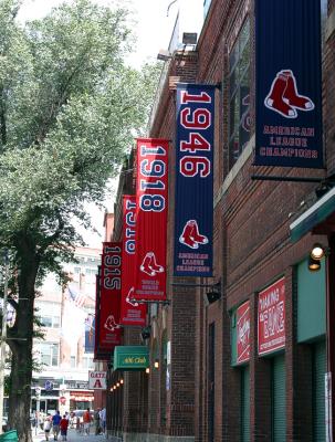 Yawkey Way just outside the walls of Fenway Park.