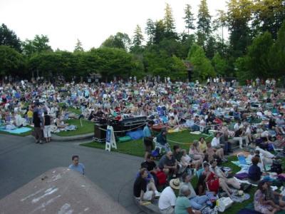 Enjoying a concert on the lawn