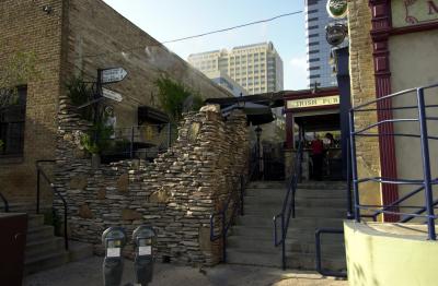 Streetside patio of Fado in downtown Austin, Texas