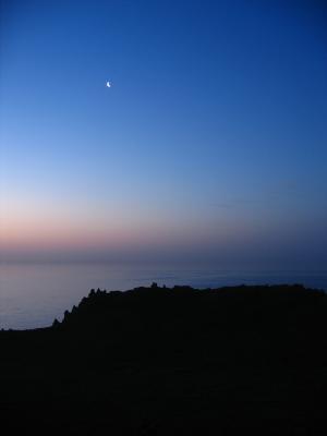 Crescent moon at dawn