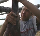 Checking the meat