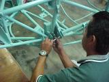 Reaming Bolt holes in chassis.
