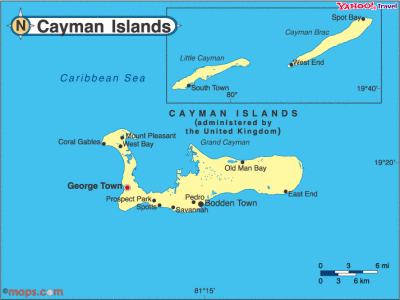 Grand Cayman - Directly south of Cuba