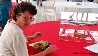 Carol Jarman of Atlantic Models trying to  eat lunch between inquiries aviation stock photo #ALA003K