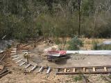 Partly built curve - inside rail is welded to steel sleepers
