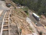 The tramway heads off down the zig zag