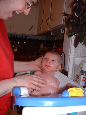 Max enjoyed his first bathtub bath June 15.jpg