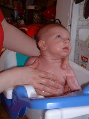 Max's first bathtub bath June 15.jpg