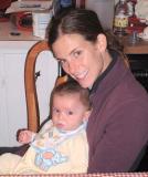 Auntie feeds Max his first cereal