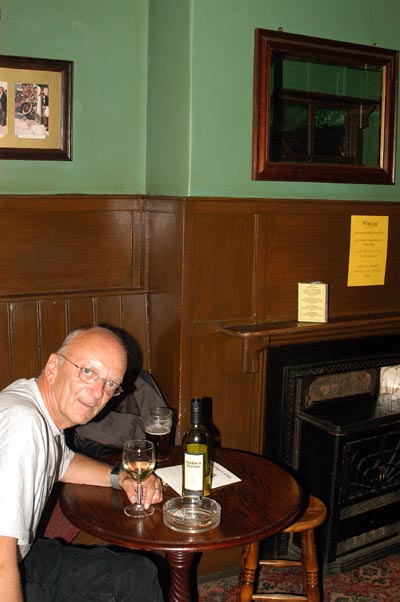 Dad enjoys a bottle of wine at J.R.R. Tolkein's old hangout