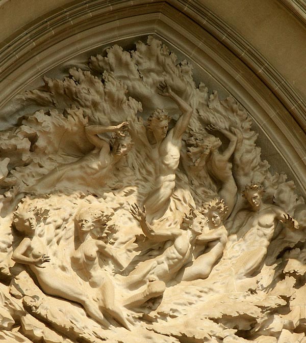 National Cathedral central tympanum Ex Nihilo (Out of Nothing) 1974-1982, Frederik Hart