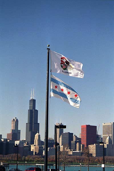 Illinois State Flag and Chicago Flag