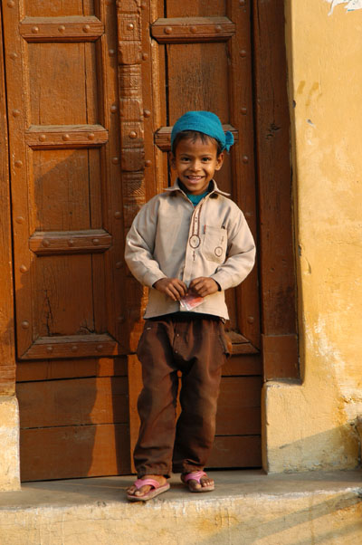 Young boy early in the morning, Agra, India