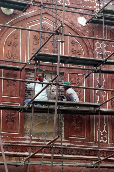 Repairs along the north wall of the Taj Mahal