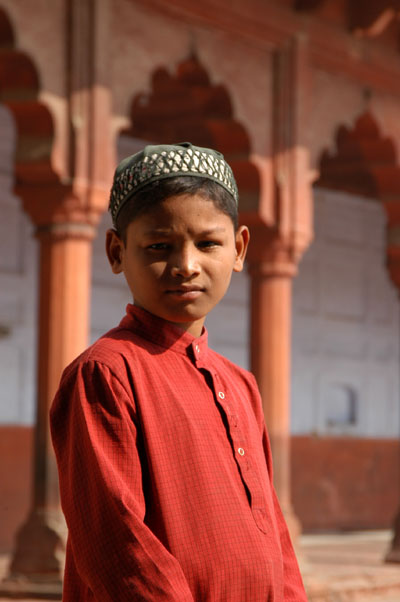 Boy at the Jama Masjid in the old city of Agra