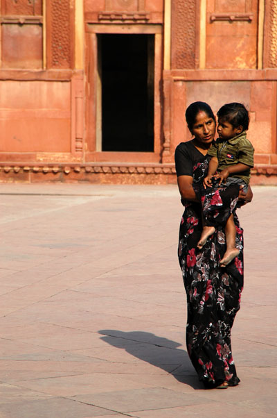 Woman and child at Agra Fort, India