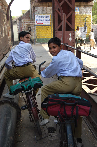Students on bikes