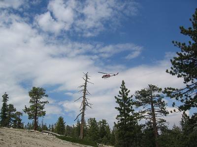 Helicopter fly by monitoring the fires