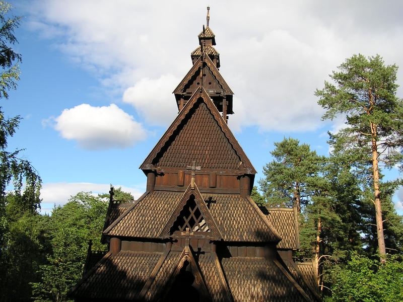 Stave Church from 1100s rebuilt at the Norwegian Heritage Museum