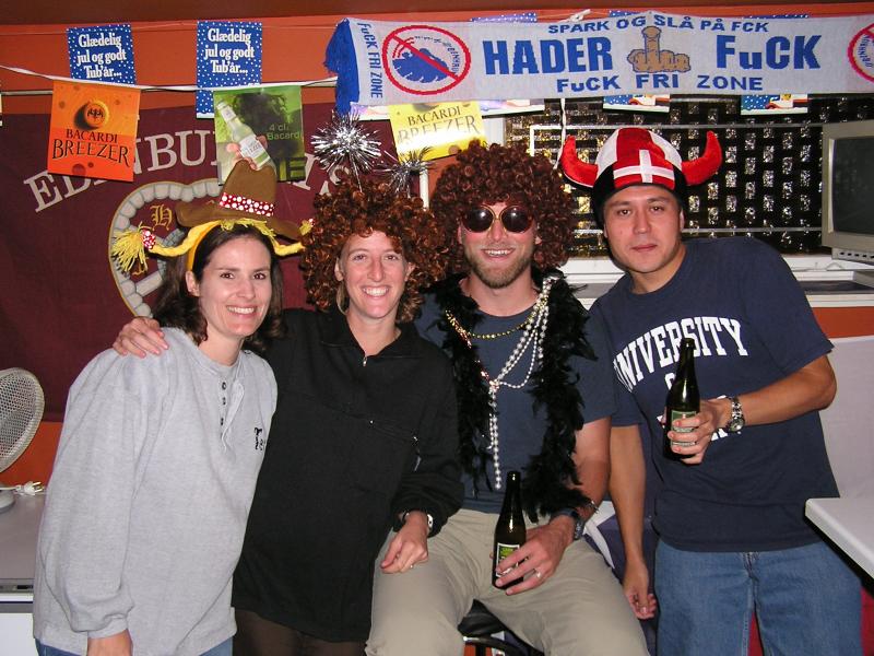 Us with Anne & Kim in their basement bar as the night begins