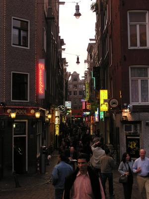 The red light district comes alive at night