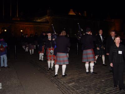 We were going up to take night pictures of the Castle, when we heard the Pipers, what an unbelievable sound, it gave both Karen and I Goosebumps