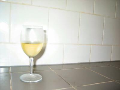 a glass of cold white wine