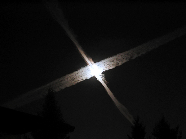 Moon and Vapor Trails*