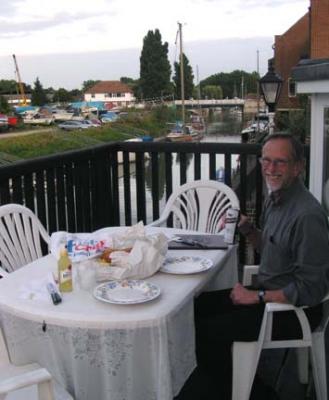 Our first dinner on the balcony.