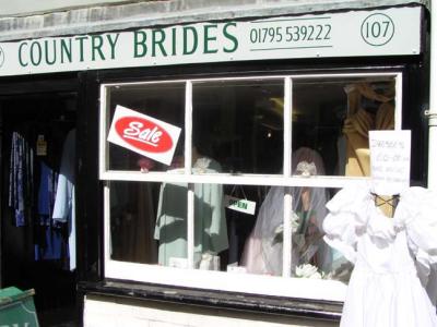 A bridal shop in Faversham; the dress looks like one of Dagny's prom dresses!